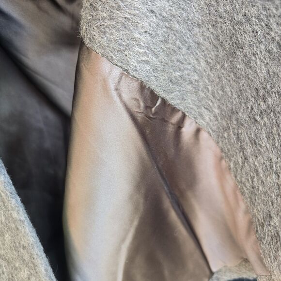 Vintage USA Regency Wool Trench Coat Gray Silky Lining Womens XL Bonwit Teller - Picture 6 of 15